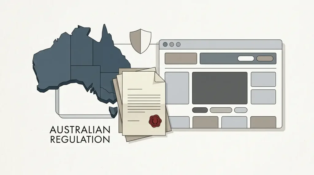 Editorial illustration of Australian online gambling regulation